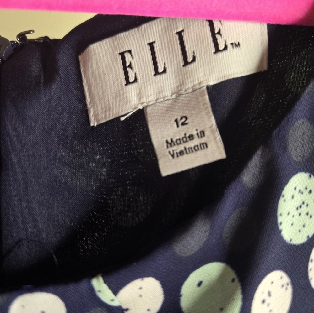 Elle Womens Polka Dot Sleeveless Dress With Bow Belt Blue/White Size 12 - Picture 8 of 13